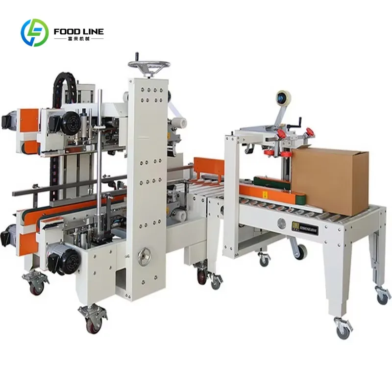 Custom Pneumatic Four Side Tape Carton Corner Edge Sealing Machine Semi Auto Plastic Box Case Sealer for Industrial Packaging