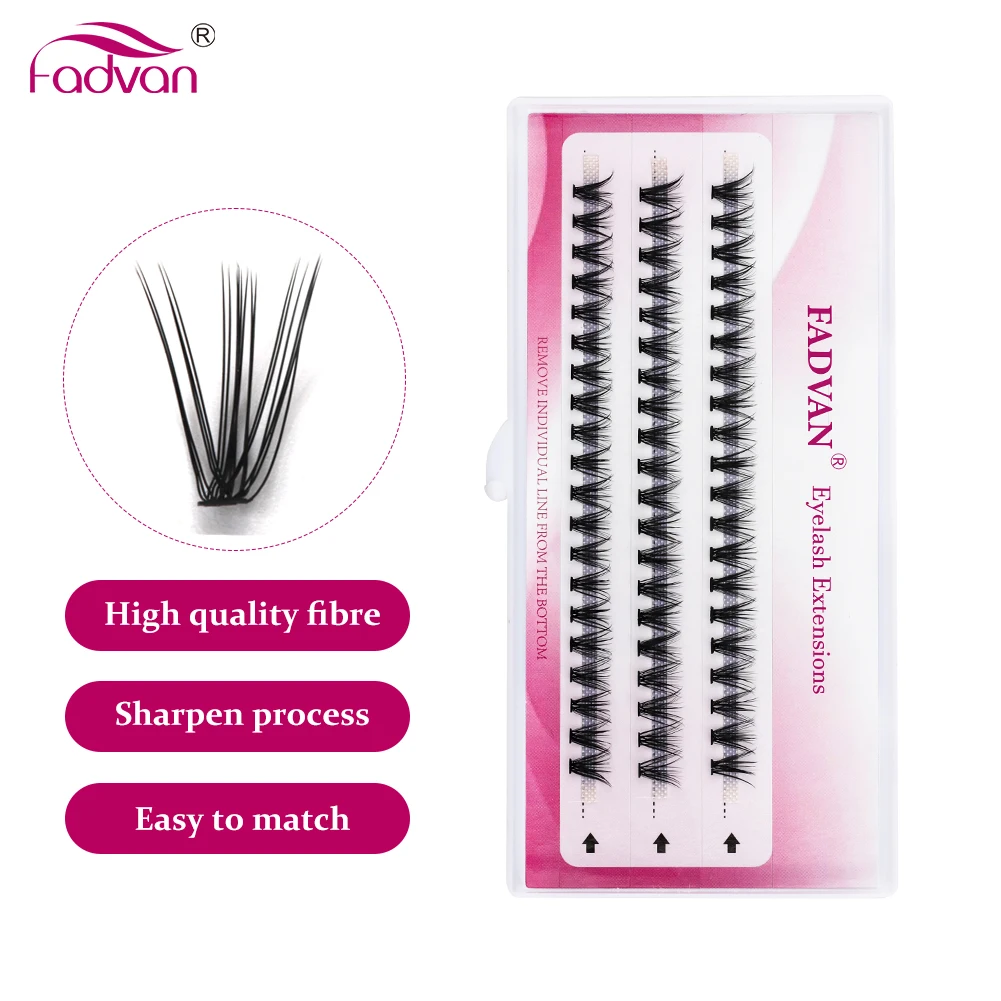 Fadvan Individual Cluster Lashes Faux Mink Premade Volume Fan Eyelash Extension Heat Bonded Cluster Lash Self-grafting Supplies