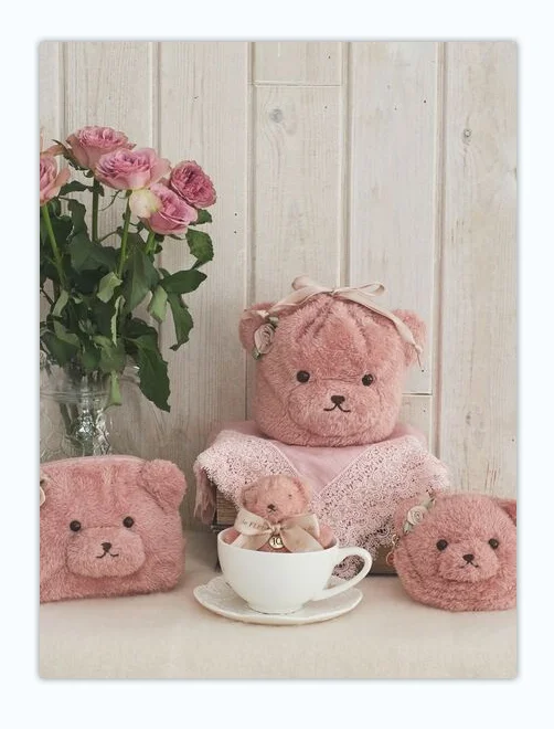 Kawaii Japanese autumn and winter new 10th anniversary cute bear plush portable change bag cosmetic bag pink bag pendant woman