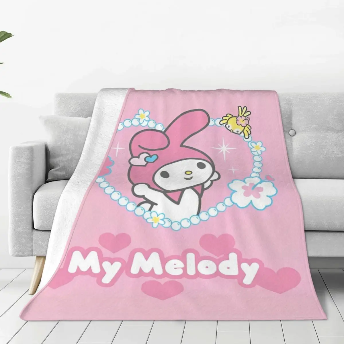 Sanrio My Melody Flannel Blanket Back To School Anime Autumn Soft Durable Throw Blanket for Students Couch Bedspread Bed Cover