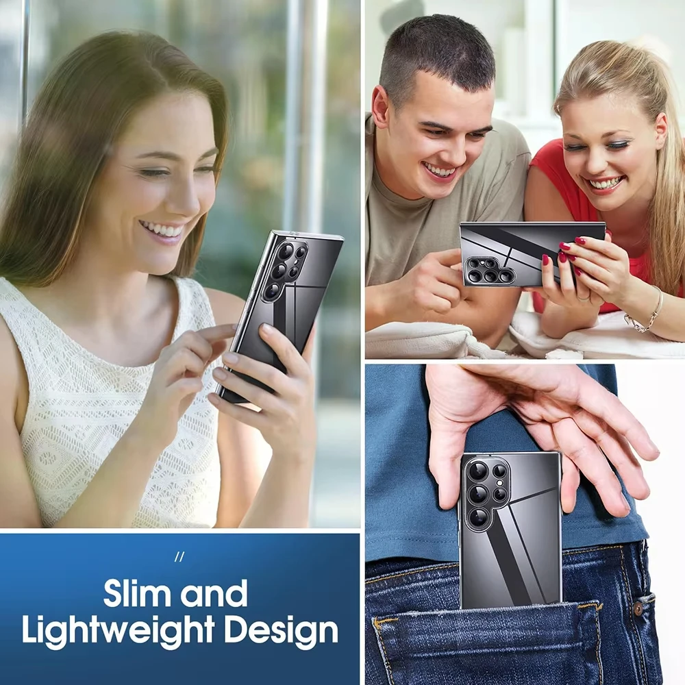 Прозрачные противоударные чехлы для телефонов Samsung Galaxy S25 S24 S23 S22 S21 S20 Ultra Plus FE, силиконовый чехол с полной защитой камеры