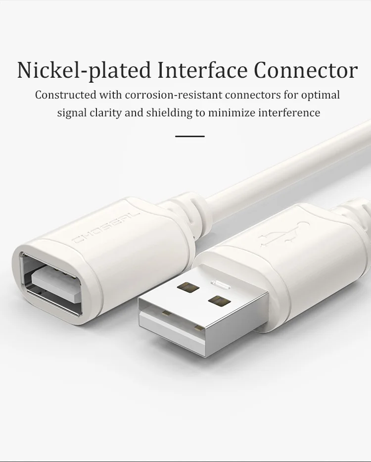 CHOSEAL USB2.0-Verlängerungskabel, Stecker auf Buchse, Hochgeschwindigkeits-USB-Datenkabel-Verlängerung für PC, Tastatur, Drucker, Maus, Computer, 5 m, 3 m – Detail 8