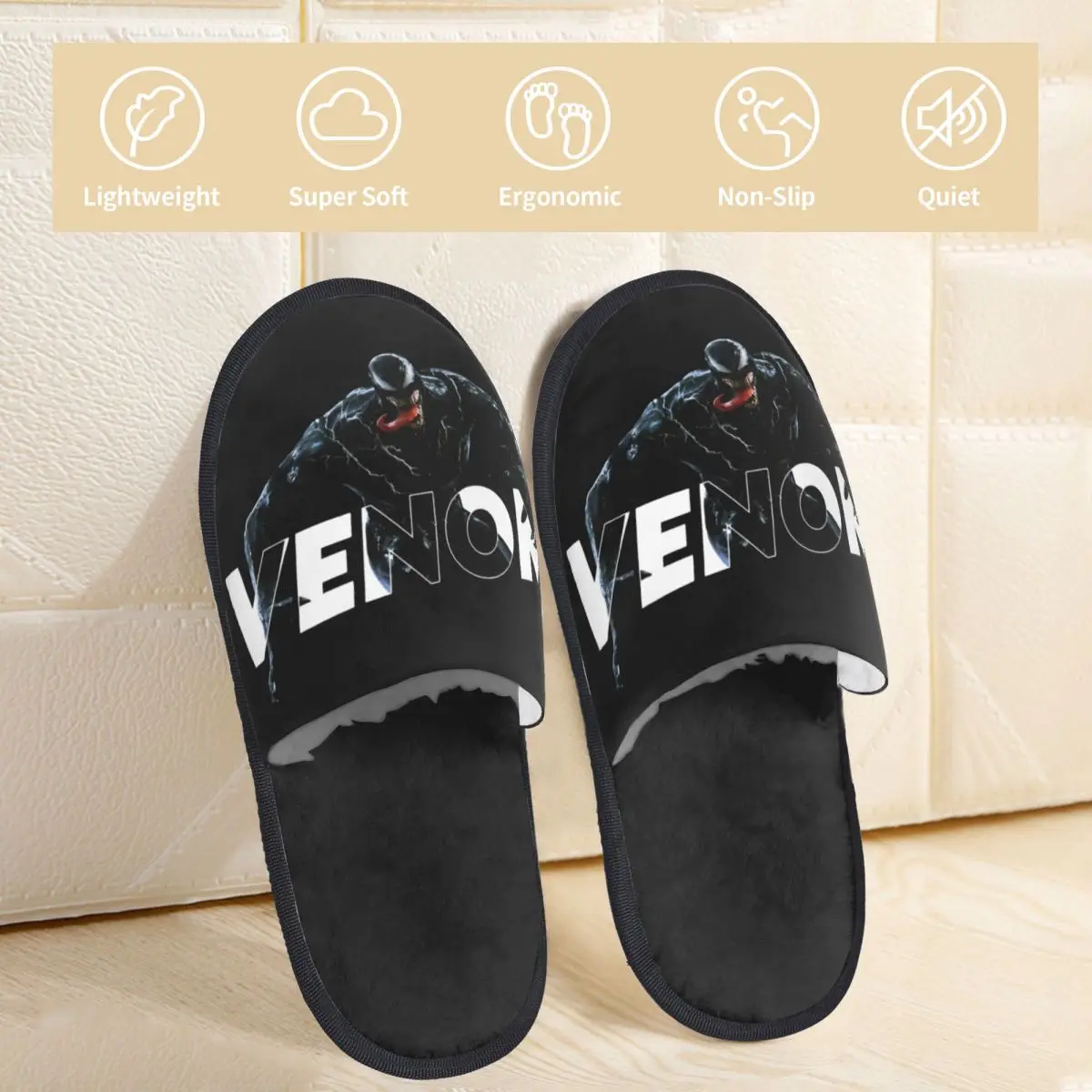 Venom The Last Dance 2024 Movie Bedroom Slippers with Memory Foam Slipper Gift for Women Men House Shoes with Anti-Skid Sole