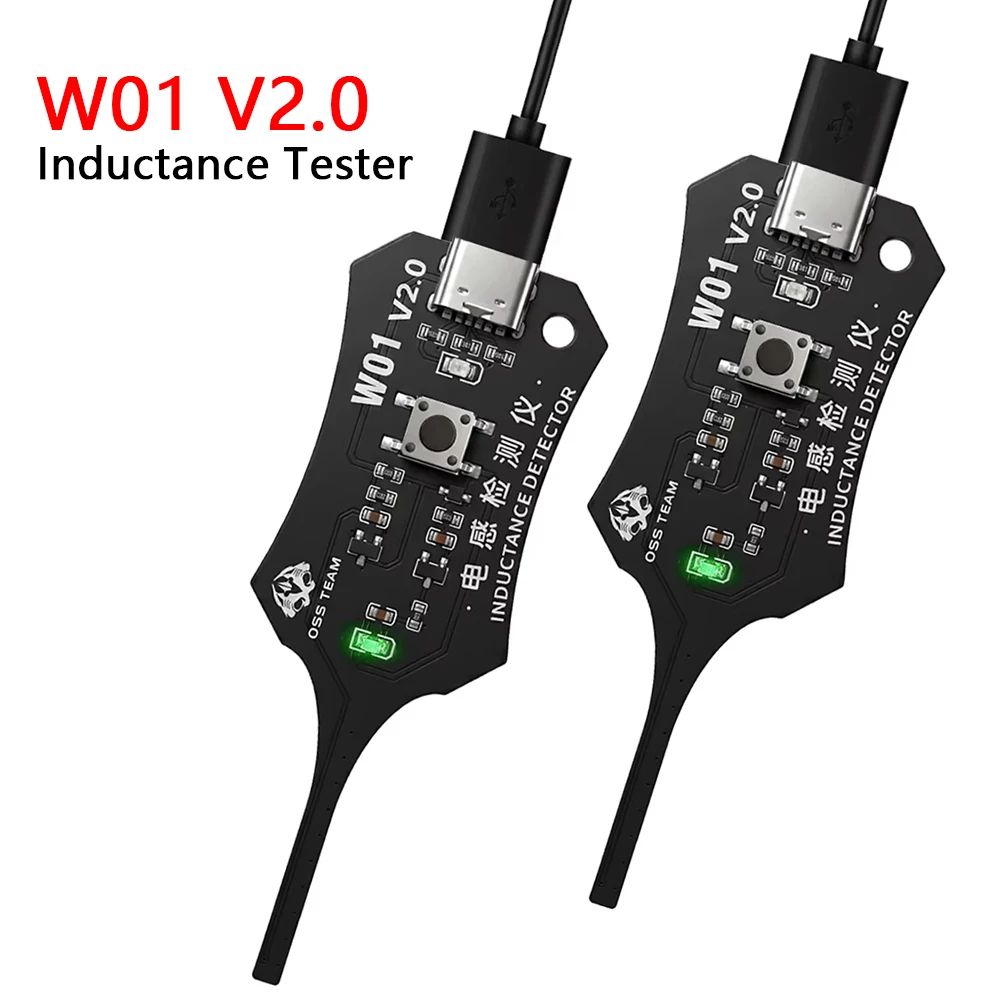 2Pcs Upgraded W01 V2.0 Inductance Tester Detector Electromagnetic Induction Quick Fault Detection for PCB Motherboard Repai