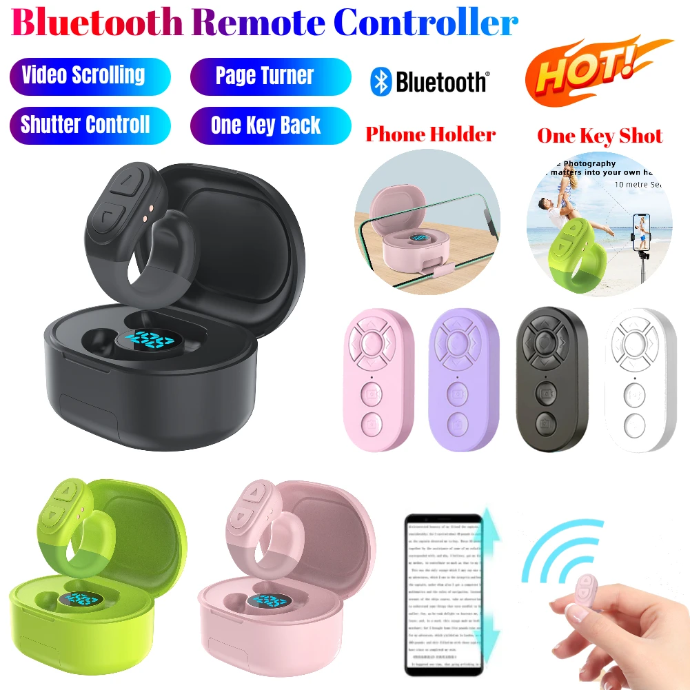For TikTok Scrolling Ring Wireless Remote Page Turner Clicker Kindle App Camera Shutter Selfie Video Recording for iOS Android