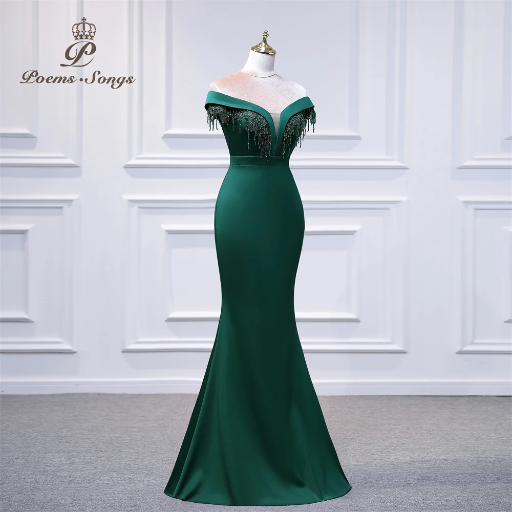 Vestido de noche verde para mujer, traje elegante para fiesta de boda, 2022