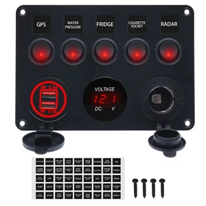 Painel LED Rocker Switch com voltímetro digital, porta USB dupla, combinação de saída 12V, interruptores à prova d'água para carro, Marine, barco 12 principais vendas lancha painel - №2