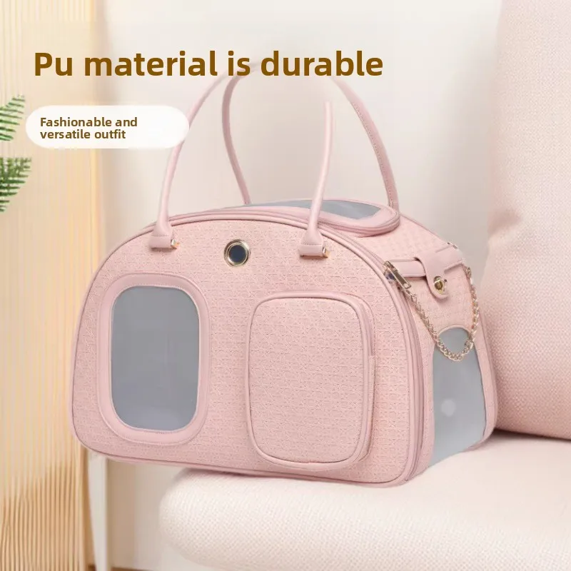 

2026 Luxury Korean Pet Carrier Backpack Dog Bag Flower Knot Double Pocket Fashionable Outdoor Puppy Cat Handbag Dog Accessories