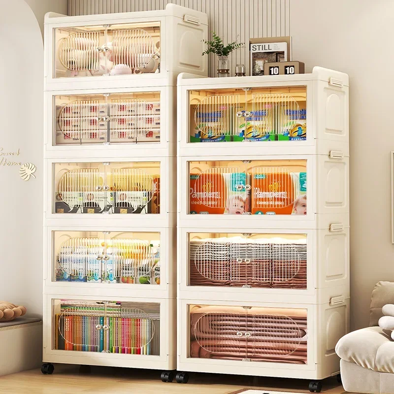 Simple style large capacity clothing storage cabinet household folding finishing cabinet multi-layer locker quilt rack