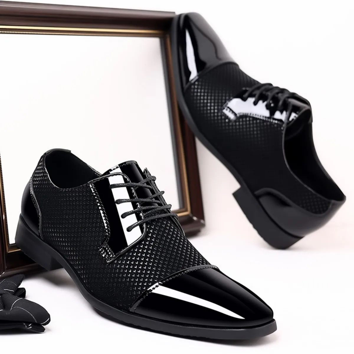 Men's Classic Oxford Dress Shoes, Lace-up Formal Business Wingtip Brogues, Comfortable Wedding & Office Footwear - Image 6