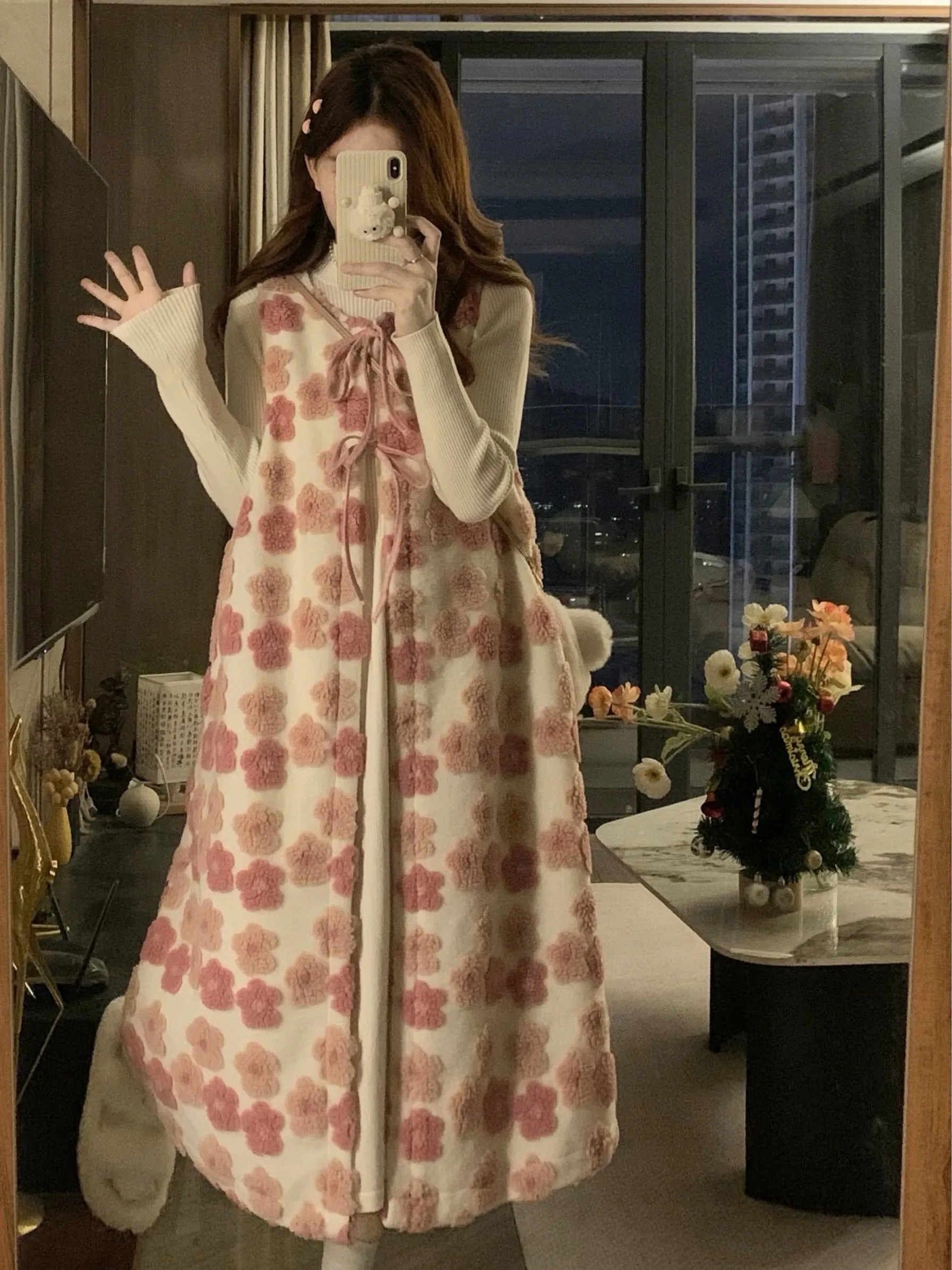 

Комплект в корейском стиле больших размеров: уникальный красивый осенний дизайн, жилет и платье-комбинация для полных женщин, модный комплект из двух предметов.