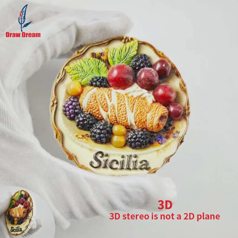 1Pc Sicily Creative 3D Embossed Refrigerator Magnet World Travel Souvenir Collection Suitable for Home and Office Decoration, Personalized Exclusive Travel Souvenir Magnetic Refrigerator Magnet Home Decoration, Kitchen, Room, Office, Cabinet Crafts Gift, Holiday Souvenir, Exquisite Small Gift