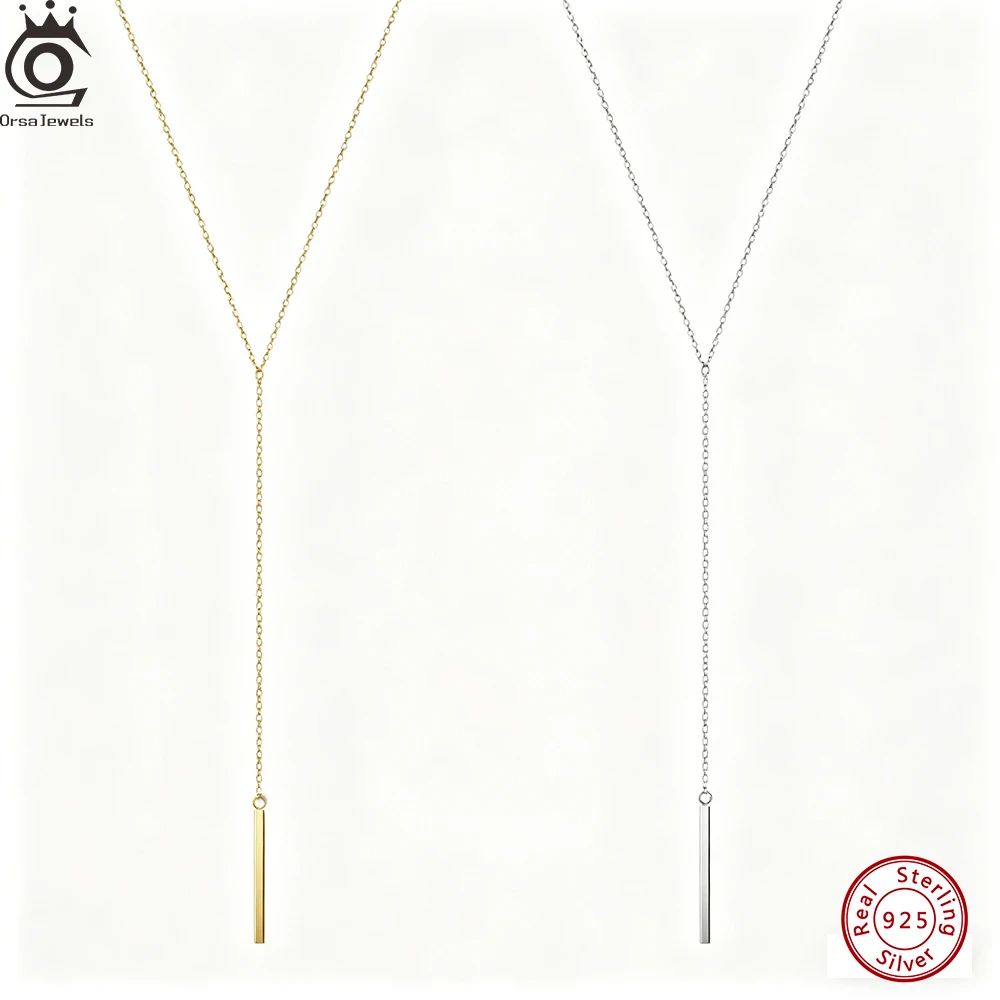 

ORSA JEWELS Fashion 925 Sterling Silver Summer Sexy Long Chain Y-shaped Necklace for Women Fashion Jewelry Accessorry BQN40