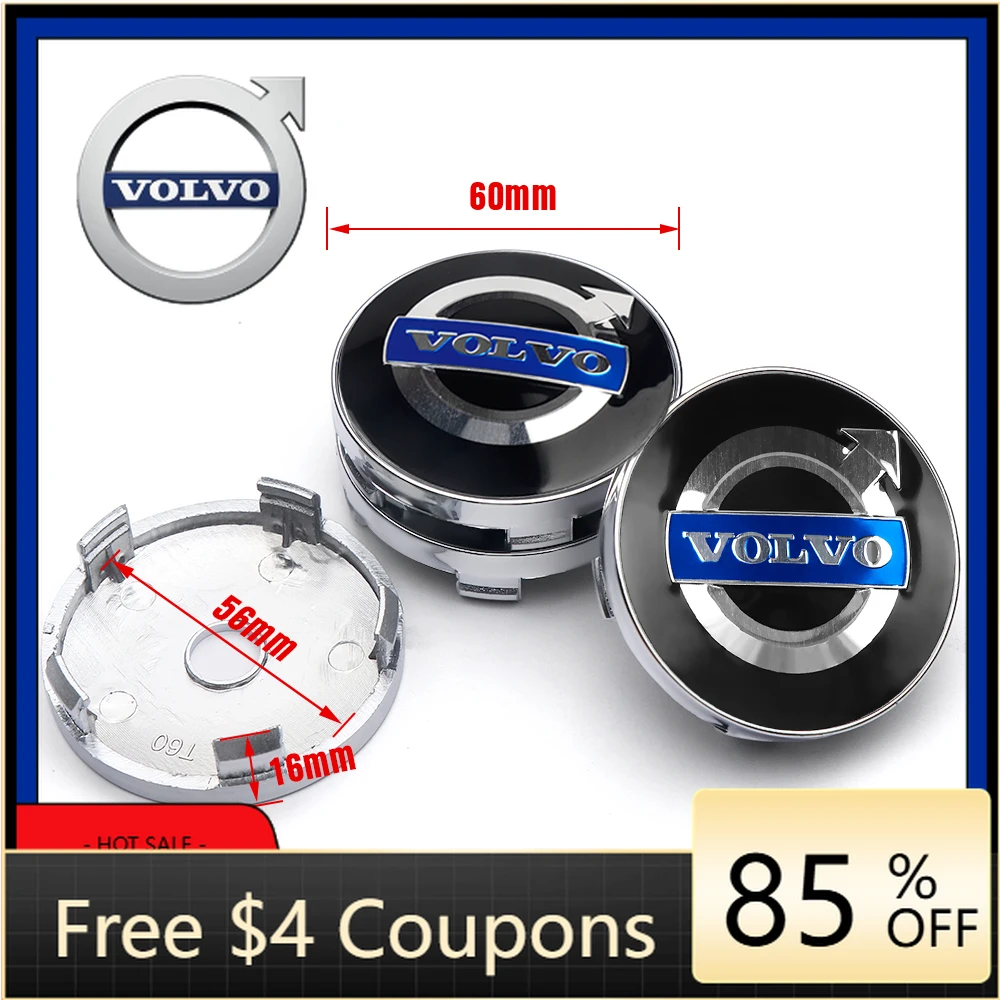 

2026 Hot Cup Holders 4pcs 56/60mm Car Wheel Center Cover Stickers Hub Caps Sticker For Volvo Rdesign AWD C30 C70 S40 S60 V50 V60