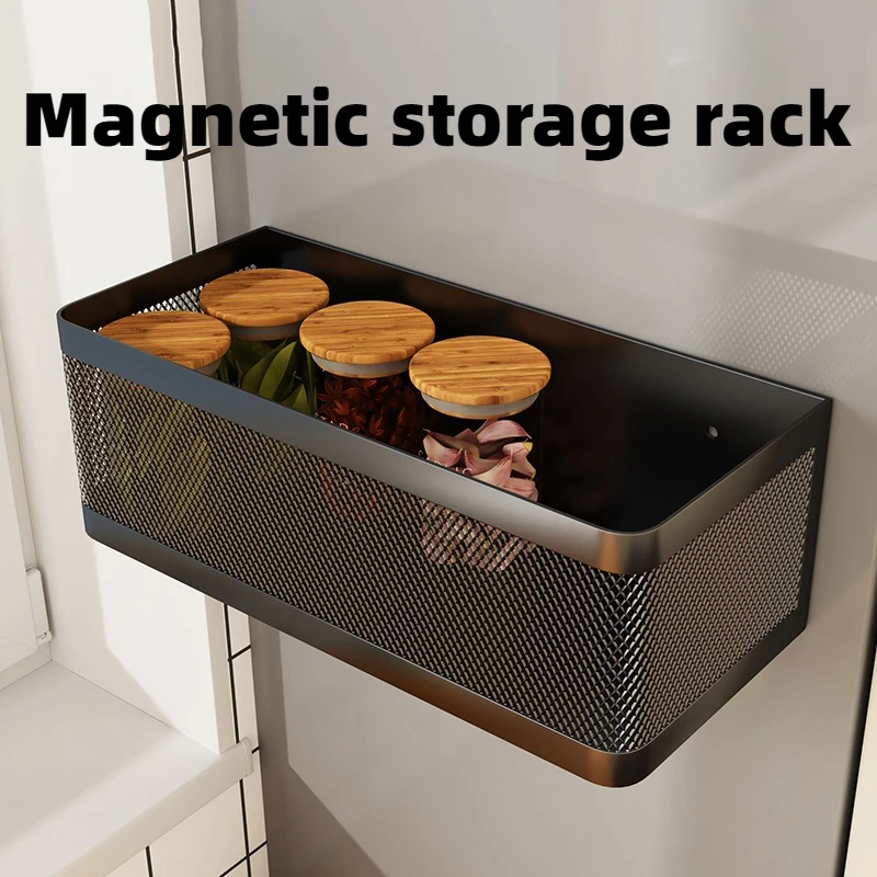 

Magnetic Storage Holders Metal Floating Wall Shelves Kitchenware Fridge Organizers Kitchen Accessories Things for The Home