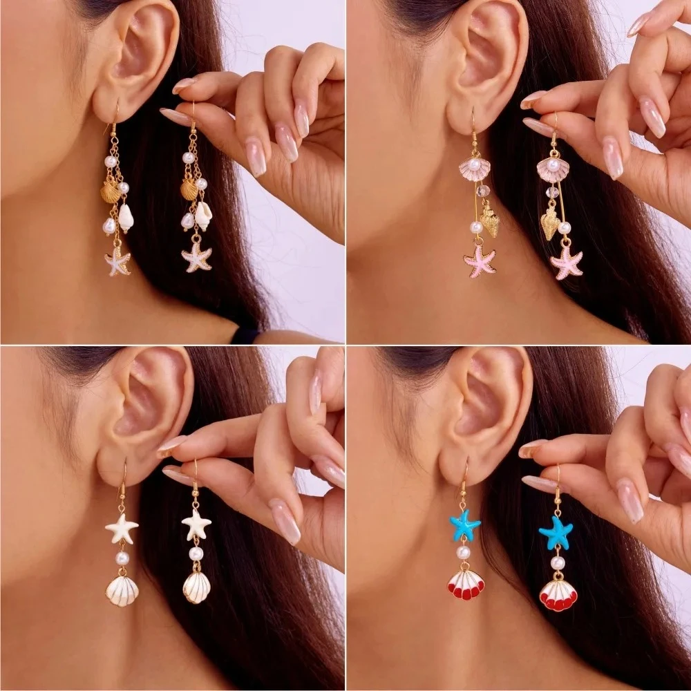 Ozean Serie Conch Seestern Baumeln Ohrringe für Frauen Sommer Strand Metall Ohrring Mädchen Party Schmuck Geschenk
