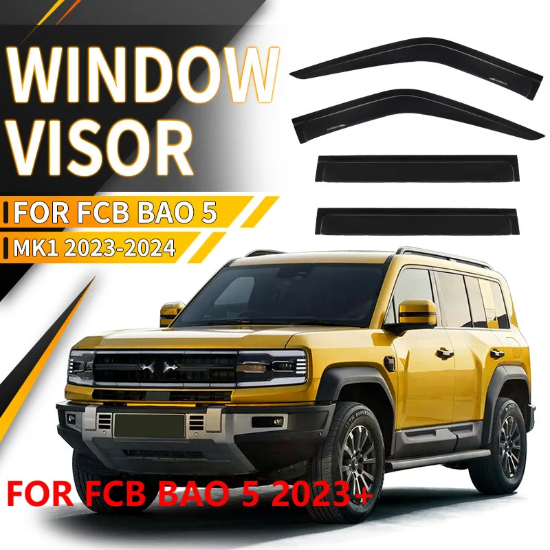 

4Pcs For FCB BAO 5 2023+ Black Window Visor Rain Deflector Side Sun Shade Car Accessories