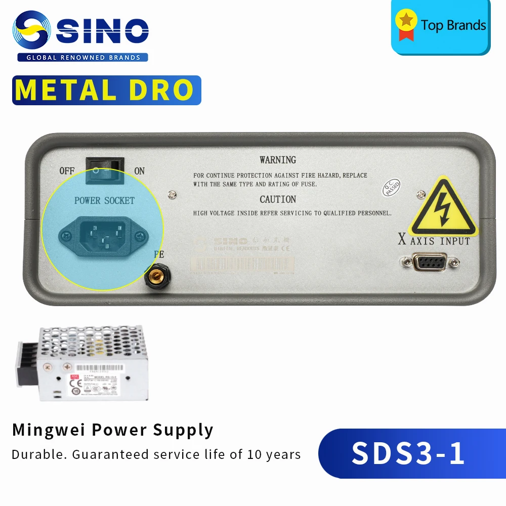 SINO All Metal SDS3-1 DRO single-Axis Digital Readout  Kit And KA 300 Linear Scale Grating Ruler For Milling/lathe Machine