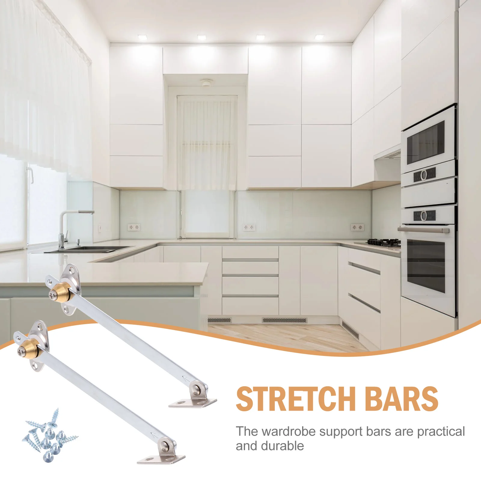 

2pcs Door Stay Bar Steel Heavy Duty Tension Struts Durable Cupboard Cabinet Door Support Wardrobe Sturdy Stretch Jackstays
