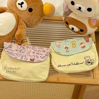 Rilakkuma Blue Pink canvas fold Inclined shoulder bag itabag Storage bag Mobile phone bag cute coin purse Anime periphery gift