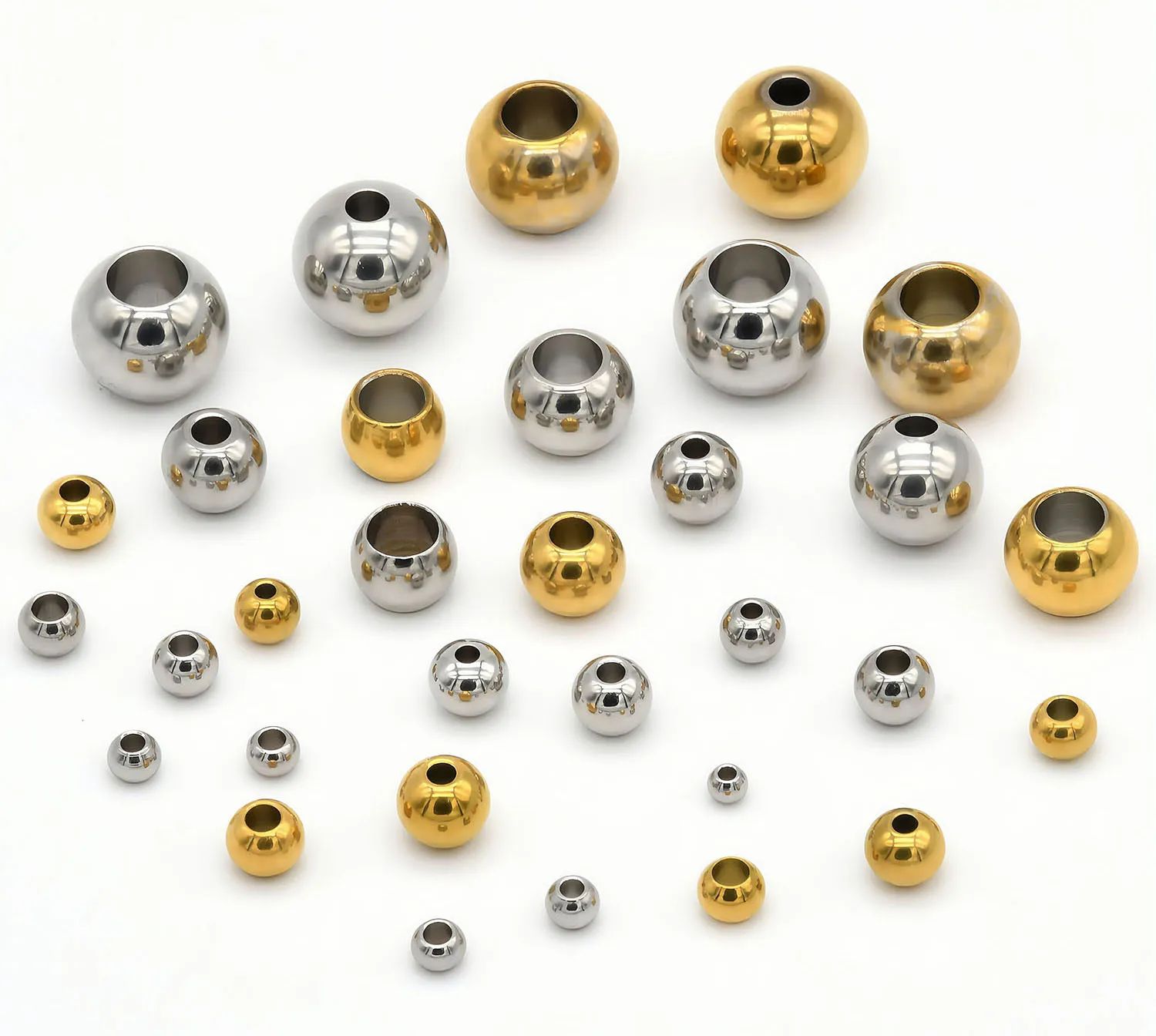 2-12mm Edelstahlperlen für Schmuckherstellung, Lose Metall-Abstandsperlen, DIY Armband Halskette Armbänder, Hochwertiger Großhandel – Detail 6
