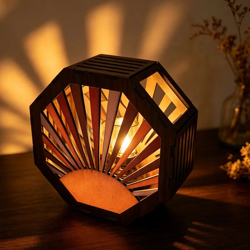 1 Piece Hollow Wooden Shadow Candle Holder Party Table Centerpiece, Bohemian Style, Sunset Wood Rhythm Art Decoration, Hollow Light and Shadow, Can Be Paired with Electronic Candles/Aromatic Candles