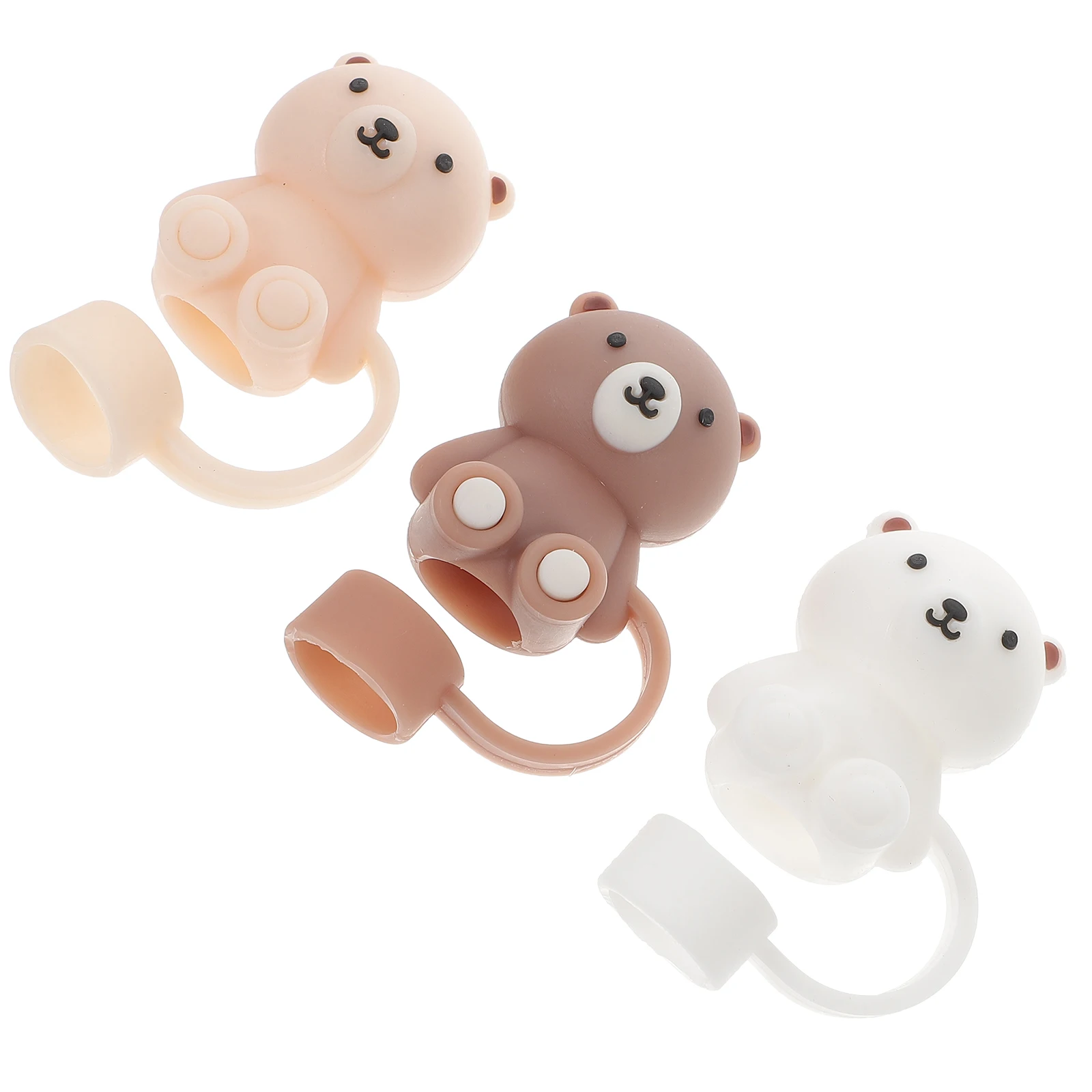 

3pcs Silicone Straw Caps Bear Shape Reusable Dust Proof Straw Protectors For Outdoor Picnic Party Kitchen Barware Supplies