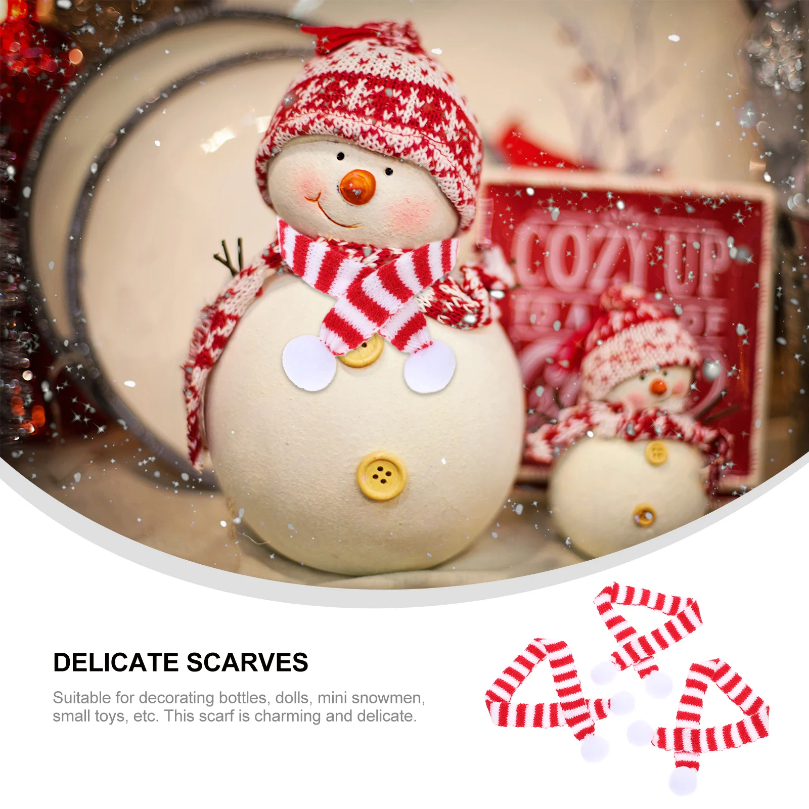 

3 Pcs Miniature Scarves for Christmas Cup Decorations Fabric Stuffed Toy Snowman Scarf Party Supplies Bottle Decorations
