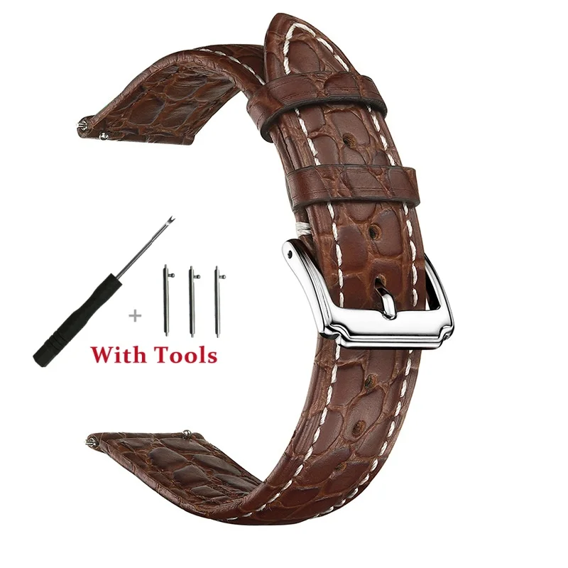 18mm 19mm 20mm 21mm 22mm cinturino per orologio in pelle di coccodrillo bifacciale di alta qualità fibbia ad ardiglione in metallo accessori per bracciale per orologio