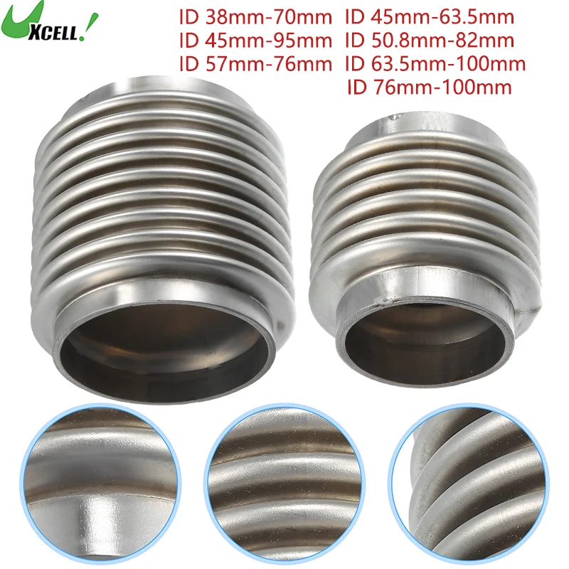 

UXCELL Car Exhaust Flexible Pipe Exhaust Flex Connector Pipes Bellows Universal for Car Durable Stainless Steel Silver Tone