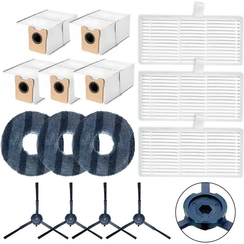 

ABRW-For Eufy Omni C20 Robot Vacuum Cleaner Side Brush Hepa Filter Mop Cloth Dust Bags Replacement Parts