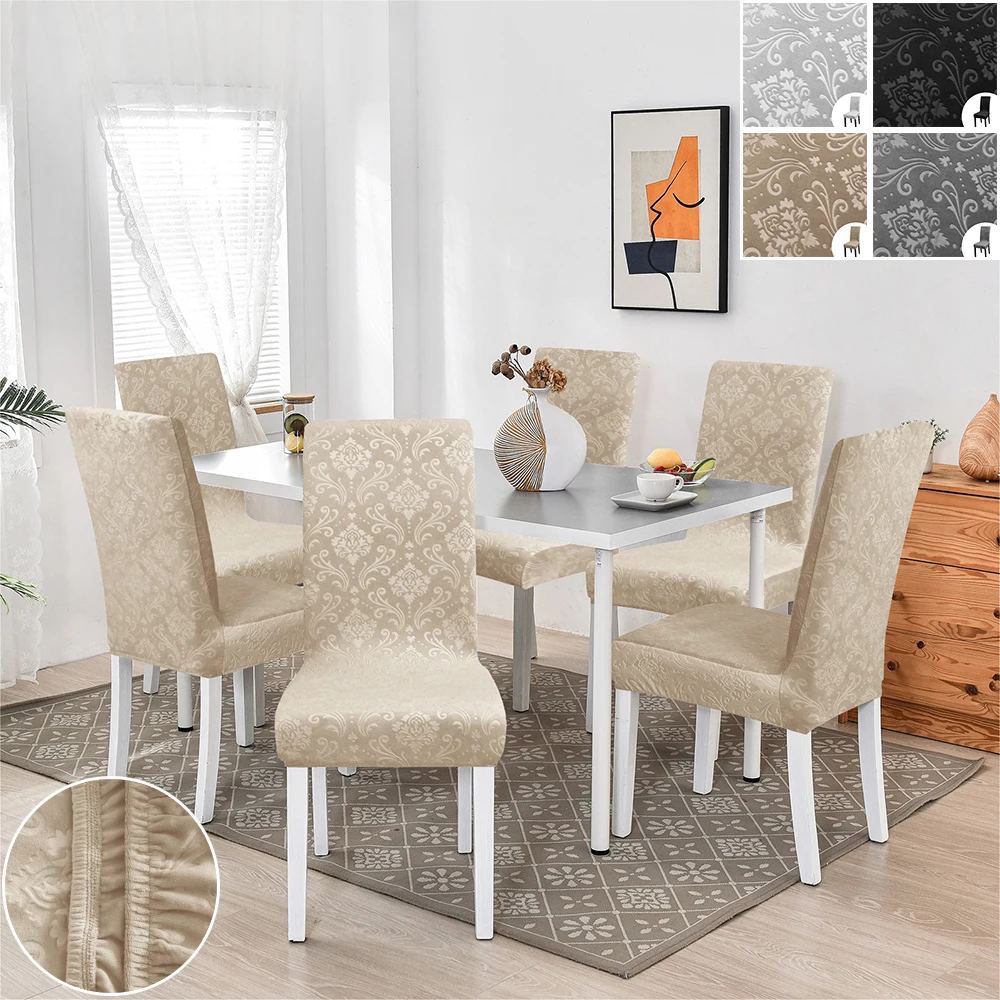 

1pc Dining Room Chair Covers Embossed Elastic Chair Cover Living Room Dining Table Decoration Funda De Silla Elástica Estampada