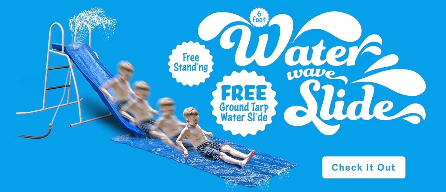 調整可能なスプリンクラーを内蔵したウォーターウェーブスライド、芝生を楽しむためのグラウンドパッドとホースエクステンションを備えた自立型、3、6フィート