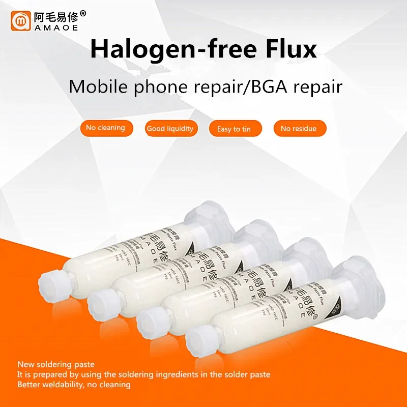 Amaoe M50 Halogen-free Solder Paste for Phone Motherboard Repair with Push Rod Set BGA Soldering Paste Flux Oil