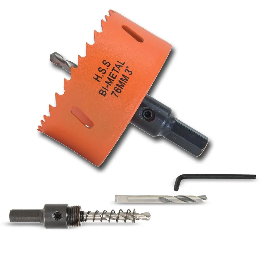 3 inch Hole Saw with Arbor for Metal Wood Plastic 76mm BiMetal Hole Cutter for Various DIY Projects with Smooth and Flat Drilli