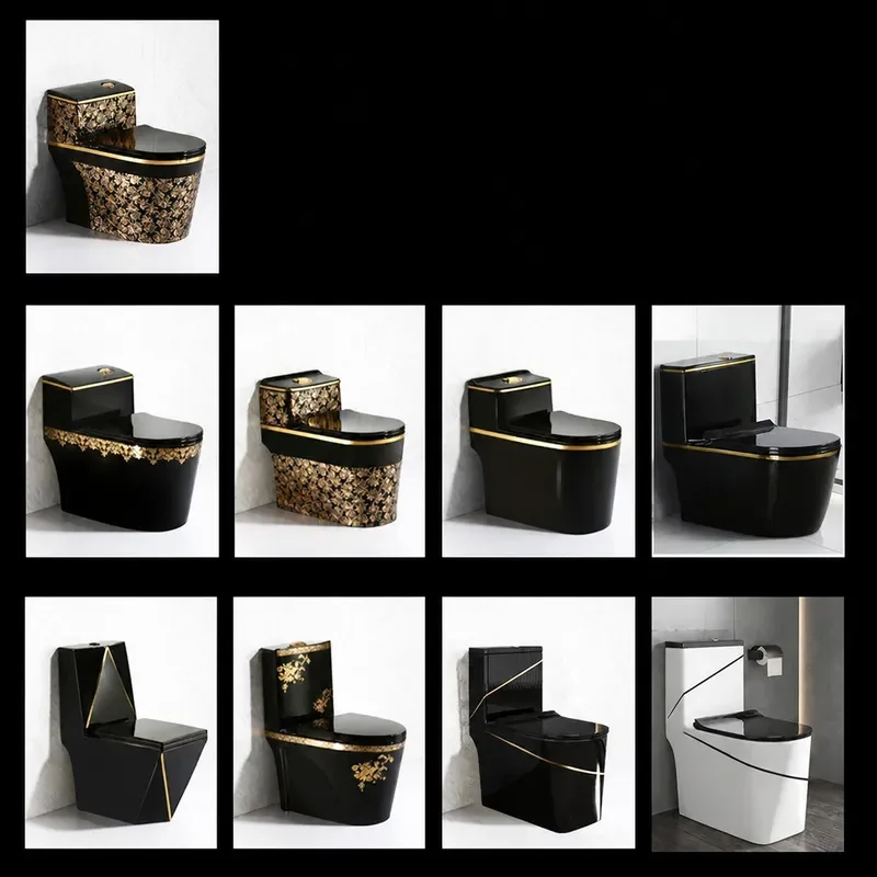 Black One Piece Ceramic Toilet Siphon Flush Large Diameter Export Color Modern Bathroom Sanitary Ware