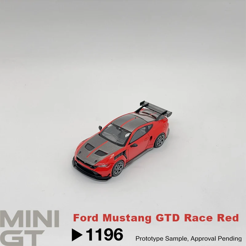 MINIGT 1196 1:64 MGT01196 Ford Mustang GTD Race Red Collectible Model Vehicles Alloy Carbon Fiber Accents Static Diecast Car