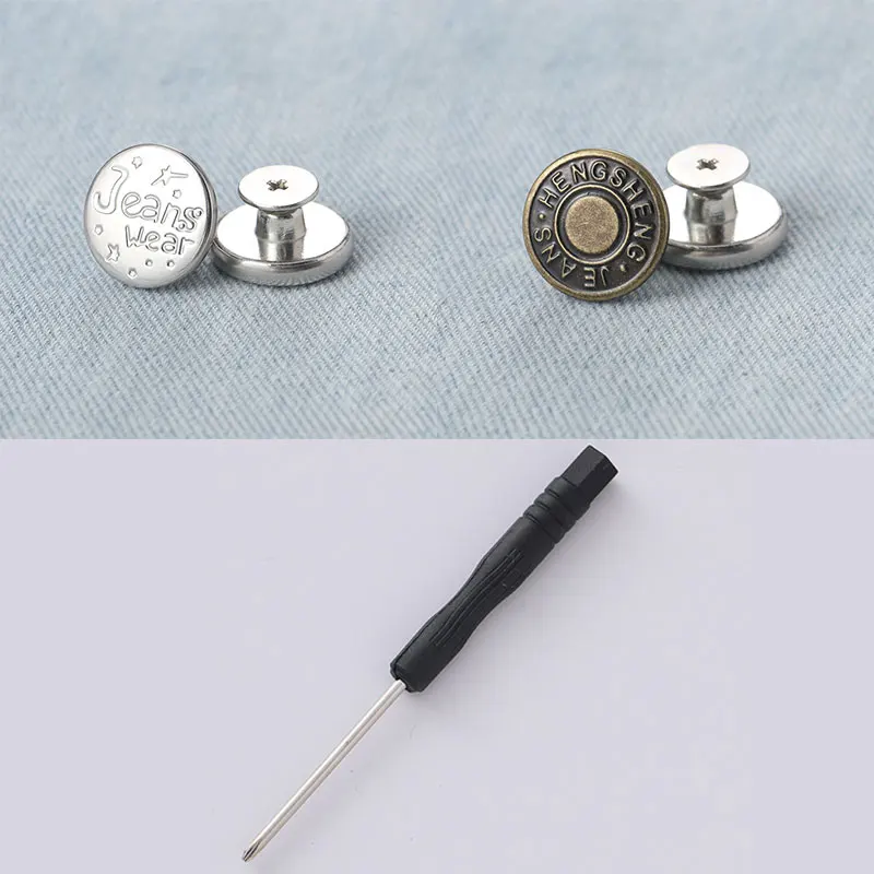 5/10PC Detachable Retro Metal Buttons Snap Fastener Pants Pin for Jeans Retractable Button Sewing-Free Buckles Replacement Combo