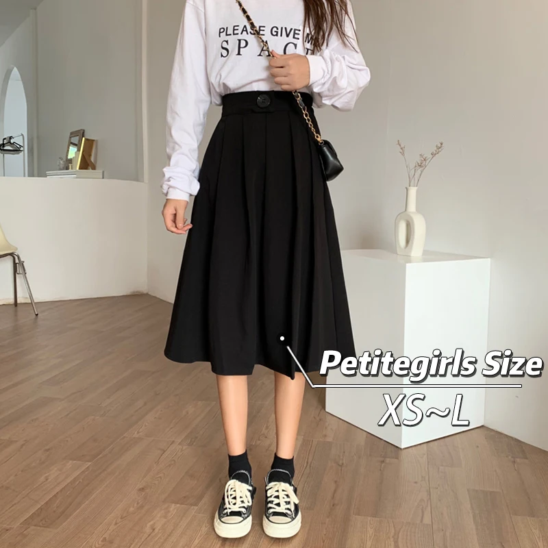 

Pleated skirt a word 150 half skirt female Japanese small short high waist show high wear with long xs autumn