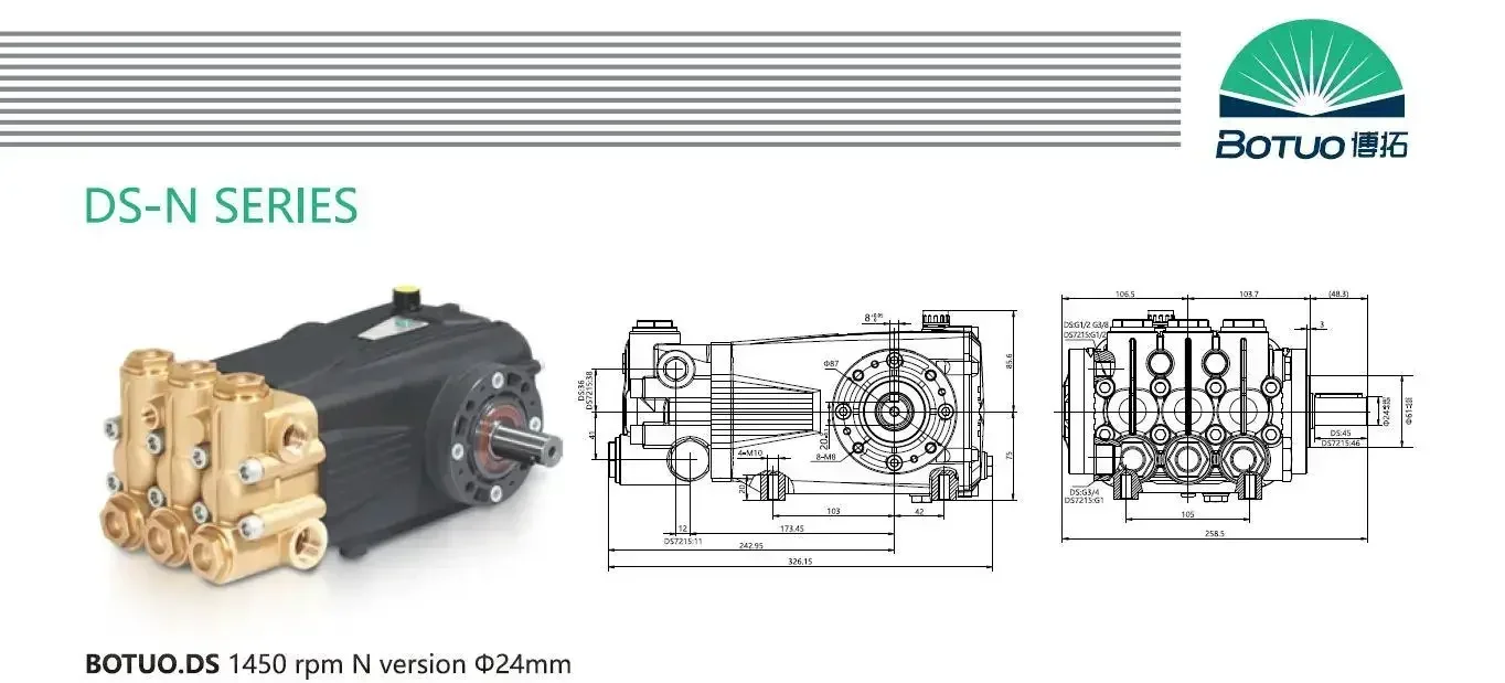 Botuo EDS Series 70 Lpm 100 Bar electric motor with triplex pump