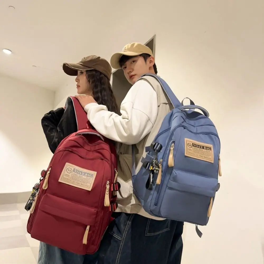 High Quality Fashion Students Backpack Vintage Oxford School Bag Leisure Multi Pocket Shoulder Bag Textbook