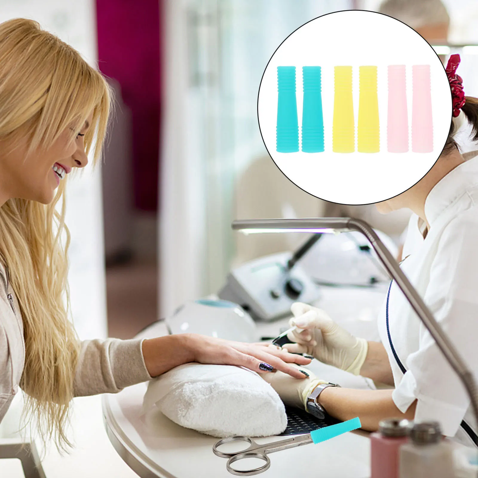 12 Stück Universal Fit Silikon-Scherengriffabdeckungen für Nail Art Tools, ergonomisches, rutschfestes Design, leichte Schutzhüllen