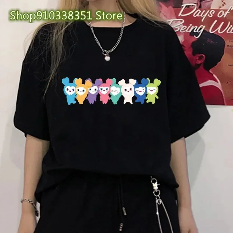 تي شيرت Kpop Twice Lovelys على الطراز الكوري تي شيرت Harajuku الجمالي للنساء ملابس علوية للموسيقى ملابس نسائية كرتونية