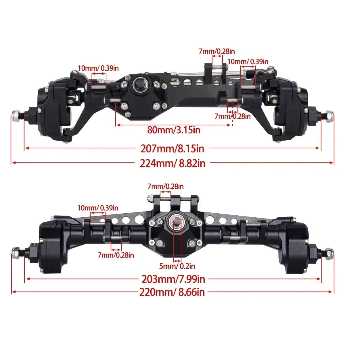 Ensembles de boîtiers d’essieu avant et arrière pour le modèle F10 Phoenix Portal, pour véhicules tout-terrain télécommandés à l’échelle 1/10. Pièces complètes disponibles.