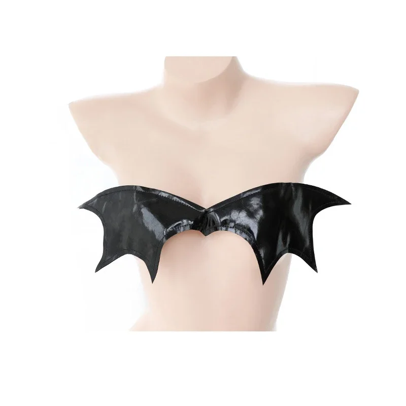 

Women Darkness Devil Cosplay Anime Costumes Wings Bra PU Lingerie Set With Stocking Hair Accessory Full Set Halloween Lingerie