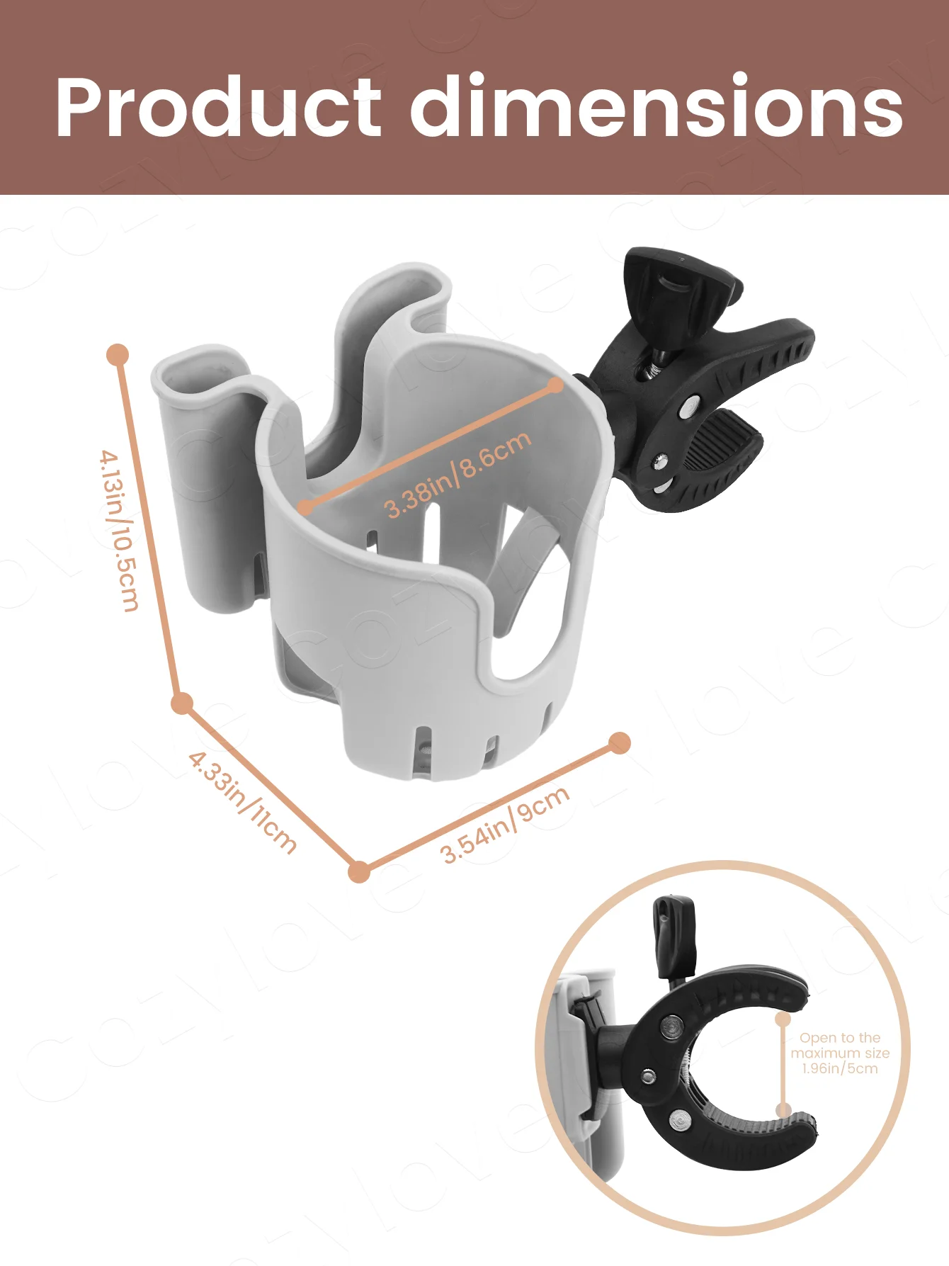 2-in-1 Stroller Cup Holder with Phone Slot | Universal Bike Cup Holder for Bottles, Phones & Accessories, 3 Color Options