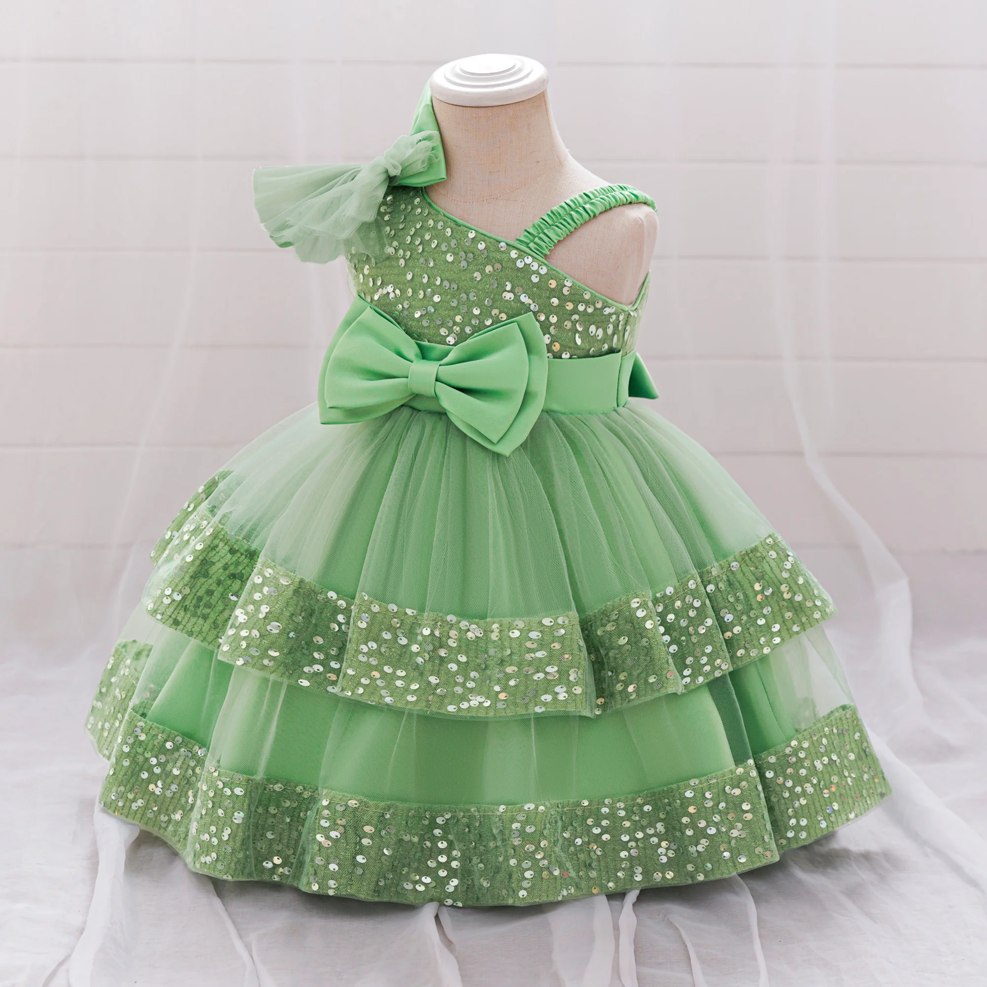 Kleinkind Halloween-Party Mädchenkleid Karneval Weihnachtskostüme Pailletten 1. Geburtstag Hochzeit Brautjungfer Prinzessin Baby Mädchenkleid – Detail 6