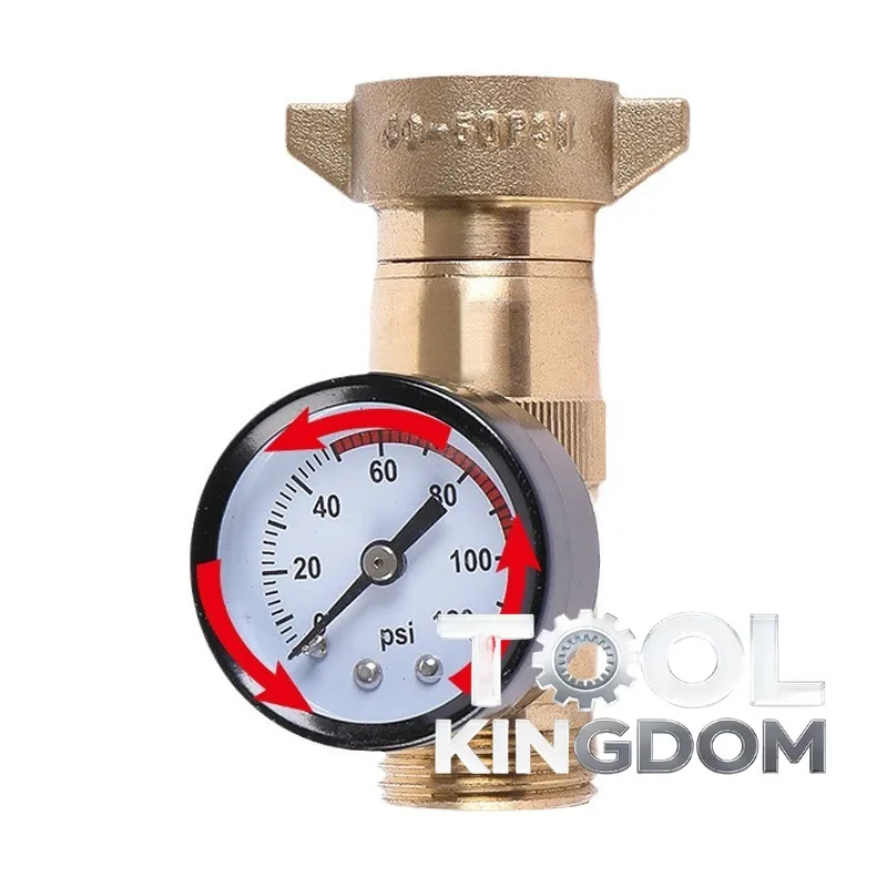 

Water pressure regulating and stabilizing valve, lead-free and non adjustable one-way valve with gauge, durable