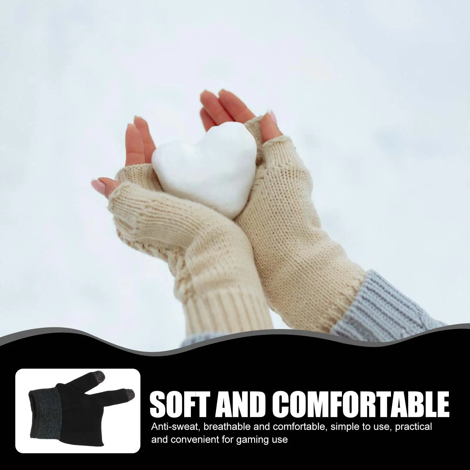 1Pair Touchscreen Gaming Gloves for Phone Games Thumb Sleeves Lightweight Skin-Friendly Anti-Sweat Breathable Finger Gloves