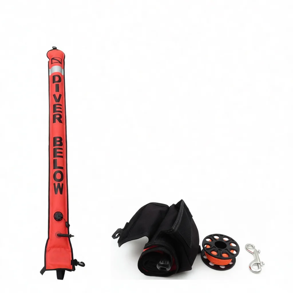 OSR Sports Scuba Diving Equipment SMB Buoy Reel With Storage Bag Portable Underwater Signaling Flag Accessory Set